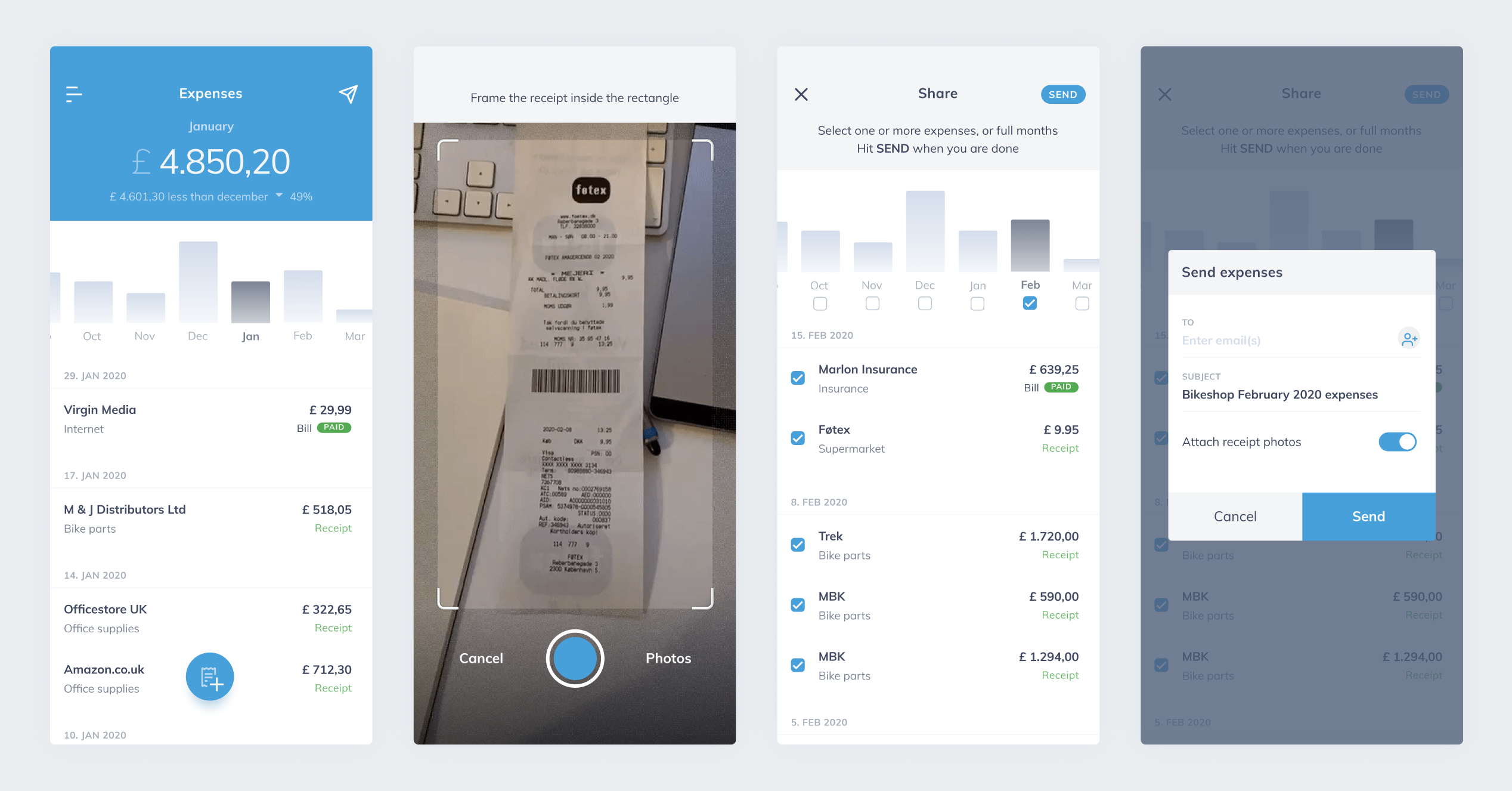 Mockups of the solution